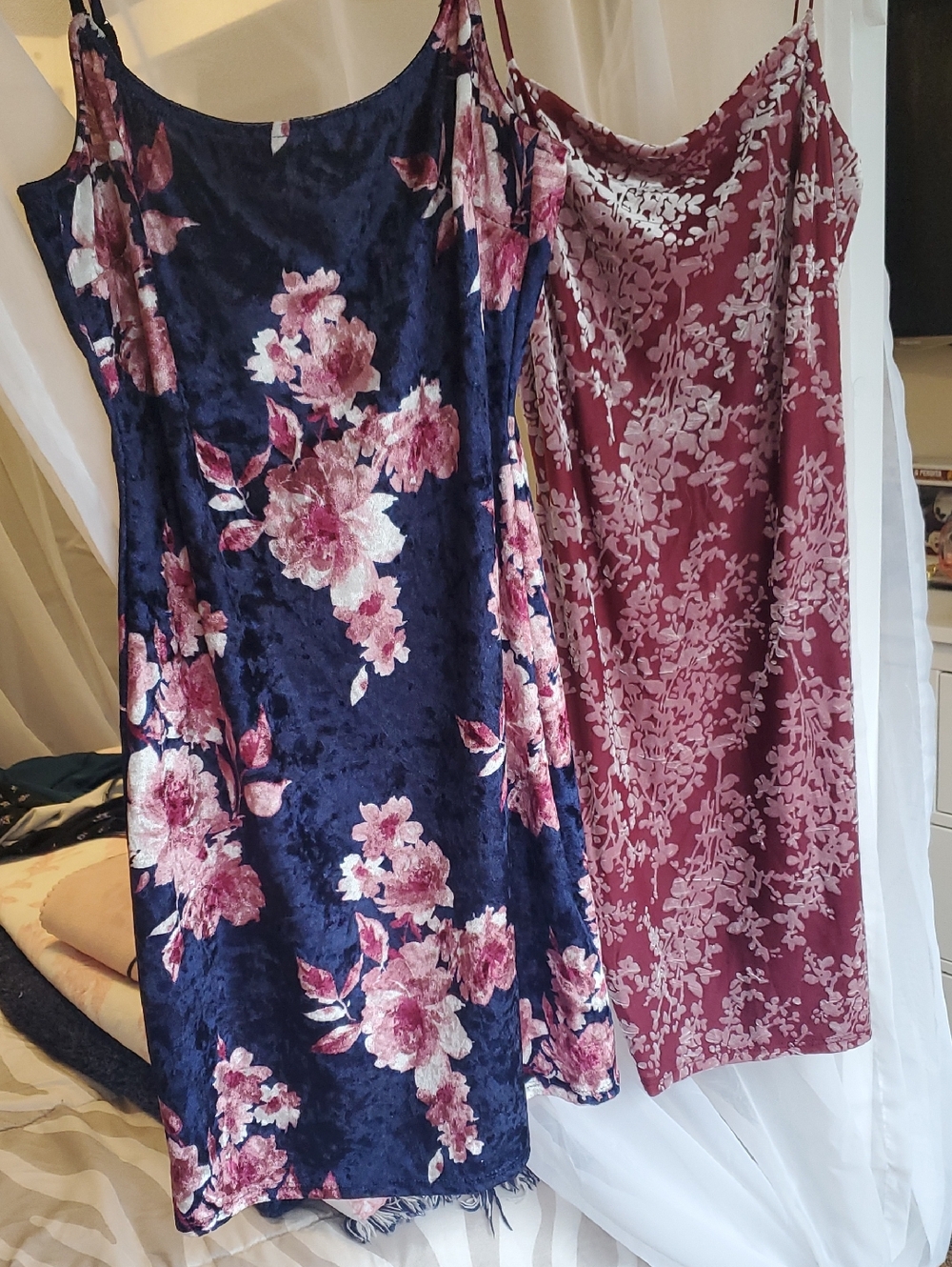 Windsor Navy and Pink Floral Velvet Slip Dress